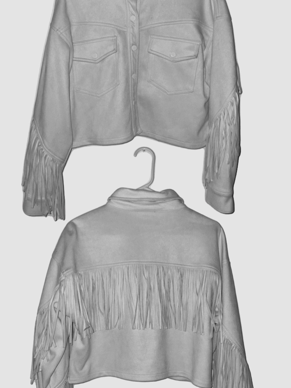 Papermoon White Fringe Cropped Jacket